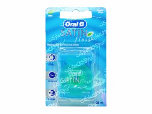 نخ دندان نعنایی ساتین فلاس ۲۵ متر اورال بی - oralB
